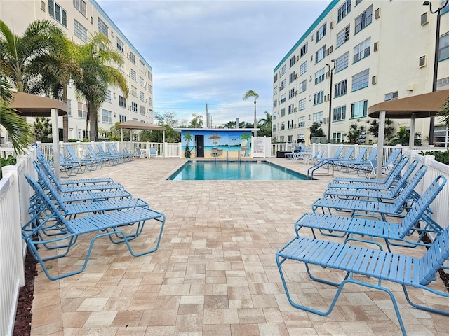 view of pool featuring a patio area