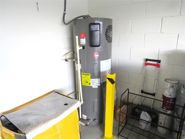 utility room with hybrid water heater