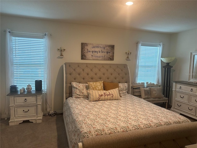 bedroom featuring carpet floors and multiple windows