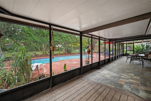 view of unfurnished sunroom