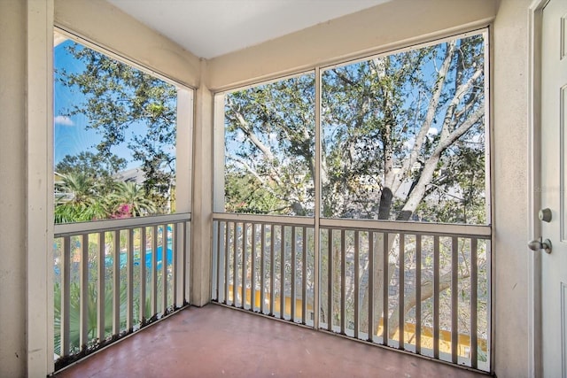 view of unfurnished sunroom