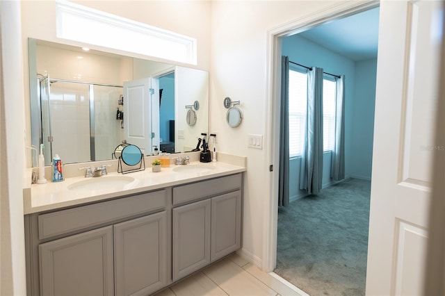 11834 Brighton Knoll Loop, Riverview, FL 33579 - bathroom with double vanity and a shower stall