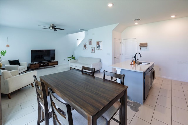 11834 Brighton Knoll Loop, Riverview, FL 33579 - dining area with a ceiling fan, recessed lighting, and light tile patterned floors