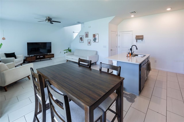 11834 Brighton Knoll Loop, Riverview, FL 33579 - dining area featuring ceiling fan, light tile patterned floors, and recessed lighting
