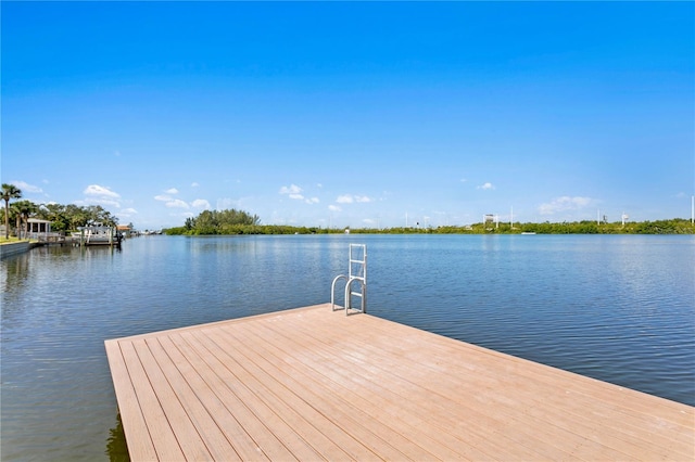 view of dock featuring a water view