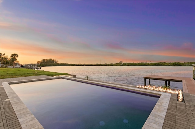 view of dock featuring a water view