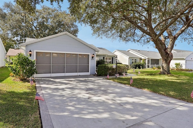 ranch-style home featuring a front yard