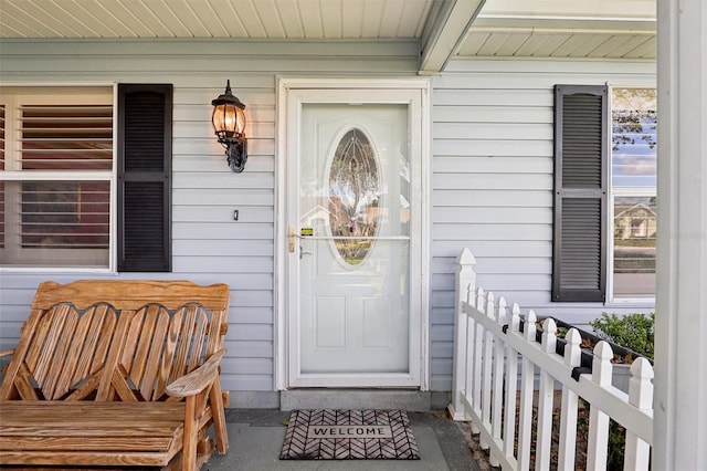 entrance to property with a porch