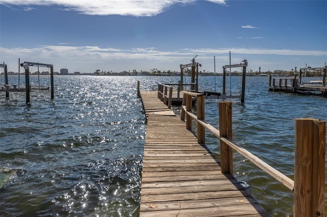 dock area featuring a water view