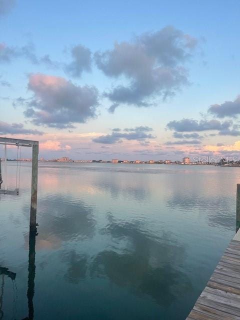 dock area featuring a water view