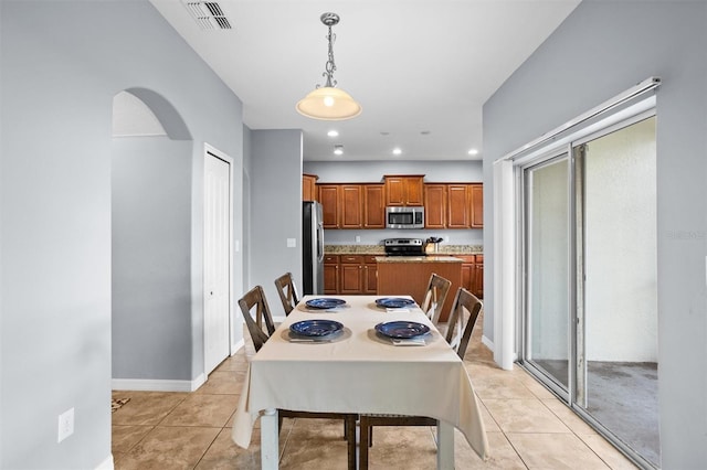 view of tiled dining area