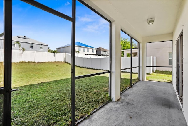 view of unfurnished sunroom