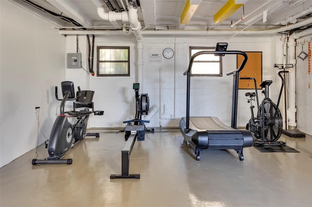 exercise area with concrete floors