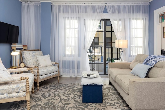 living room featuring plenty of natural light