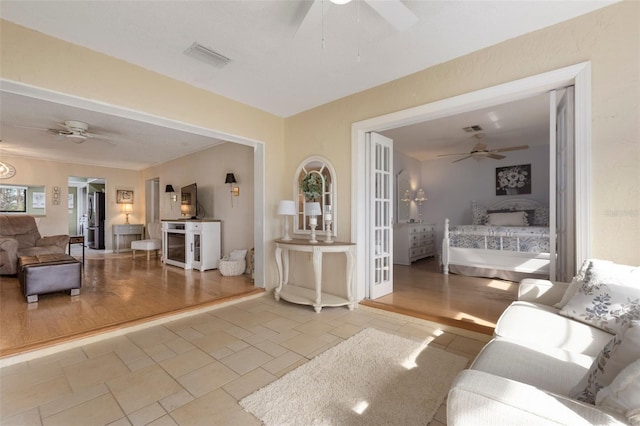 view of tiled living room