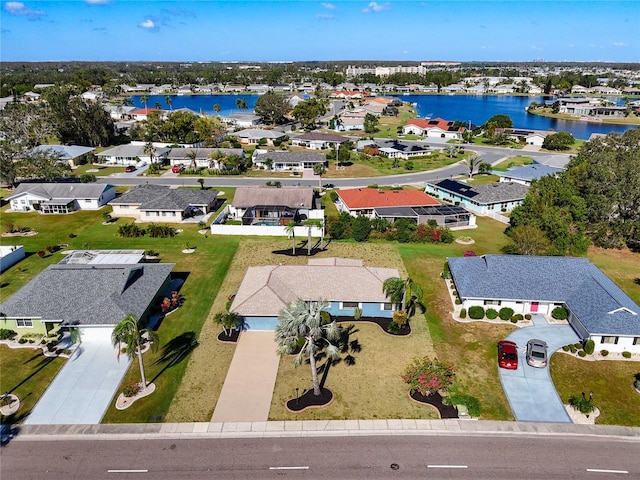 bird's eye view featuring a water view