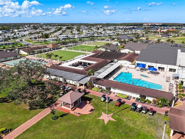 bird's eye view of a pool