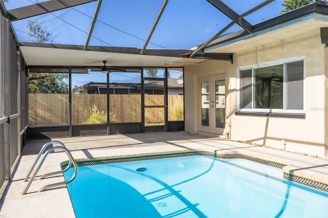 view of pool featuring french doors and a patio area