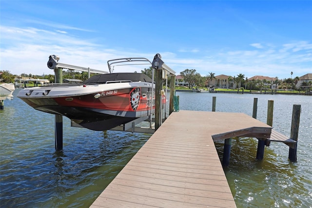 view of dock featuring a water view