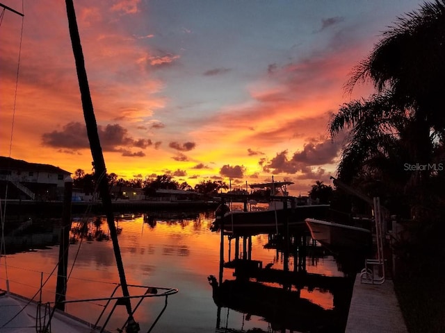 water view with a boat dock