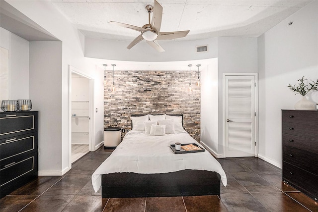 bedroom featuring a closet and ceiling fan