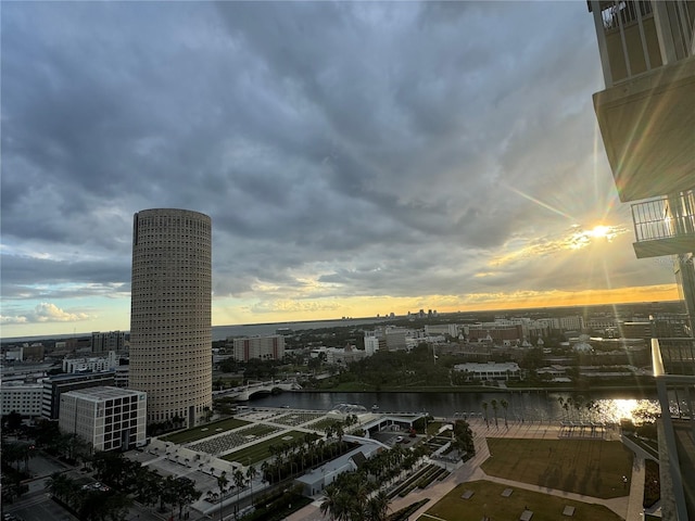 view of city with a water view