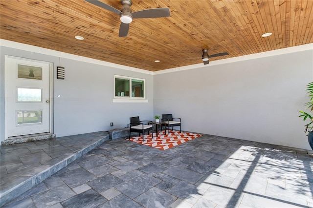 view of patio / terrace featuring ceiling fan