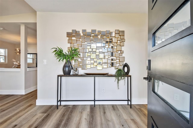 interior space with light hardwood / wood-style flooring