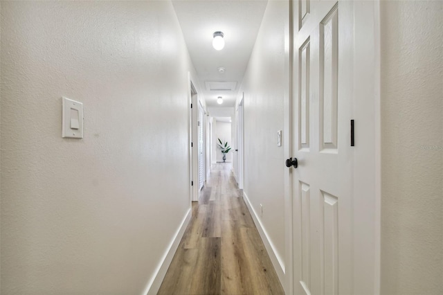 corridor with hardwood / wood-style floors