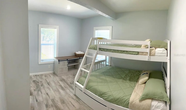 bedroom with light hardwood / wood-style floors