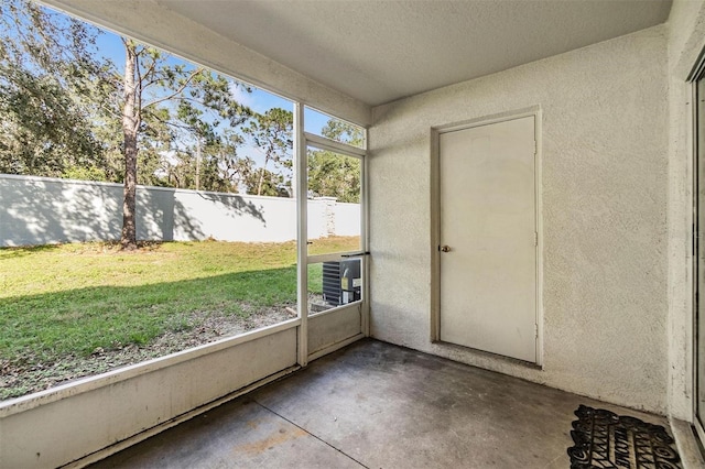 view of unfurnished sunroom