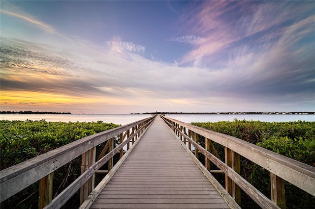 dock area featuring a water view