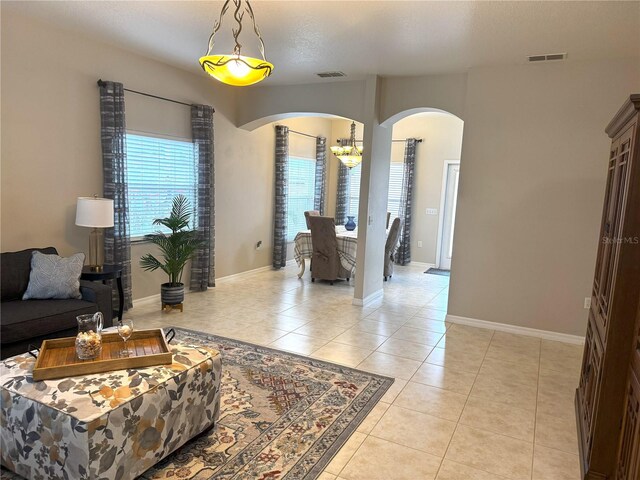 view of tiled living room