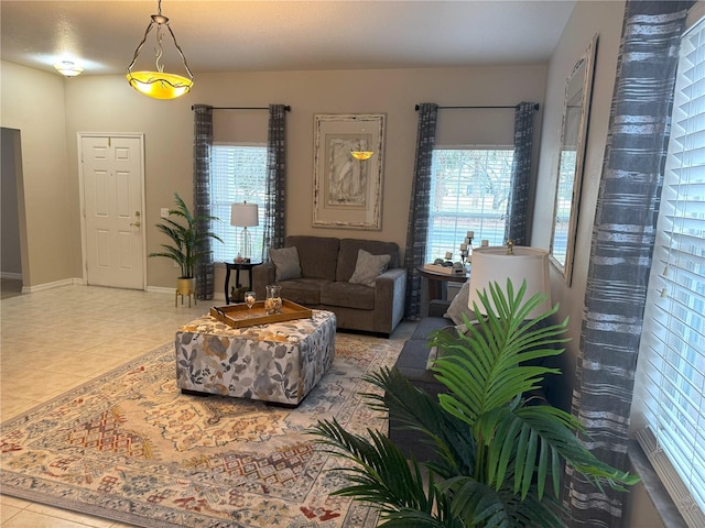 view of tiled living room