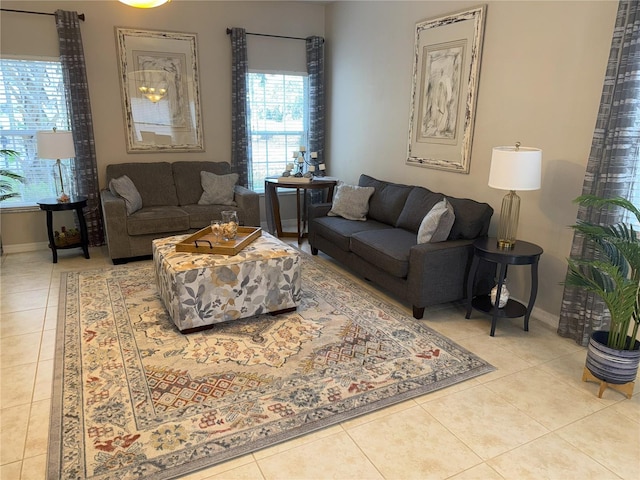 view of tiled living room