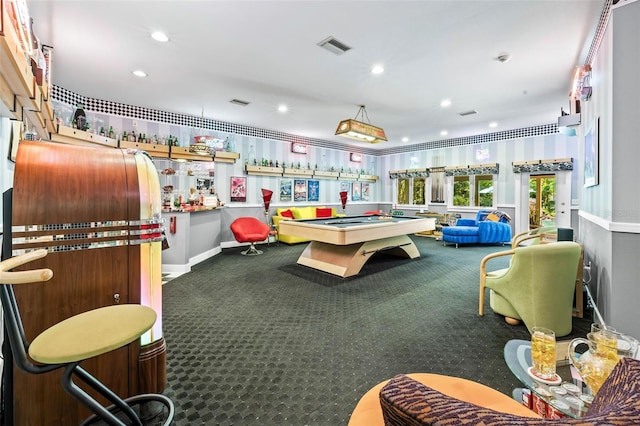 game room featuring carpet floors and billiards