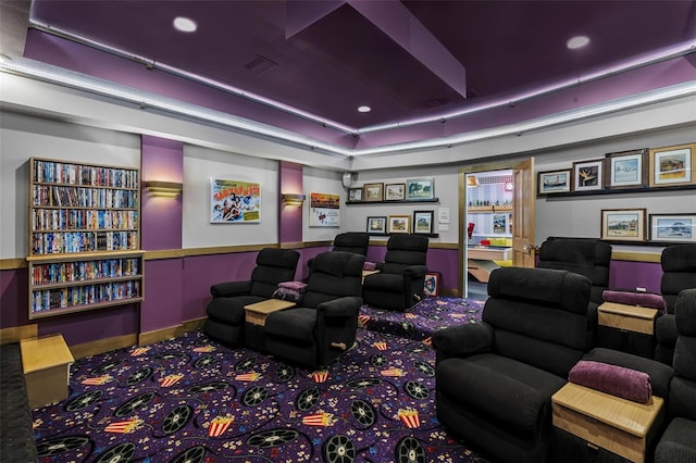 cinema room with carpet