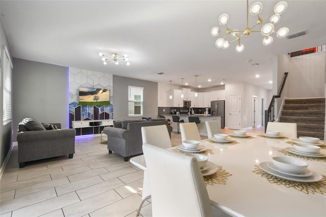 dining area with a chandelier