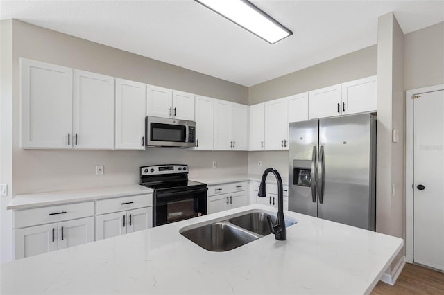 kitchen featuring white cabinetry, sink, and stainless steel appliances