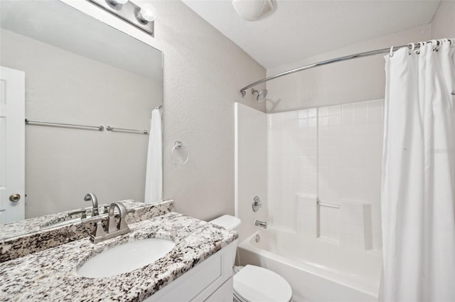 full bathroom featuring vanity, toilet, and shower / bath combo with shower curtain