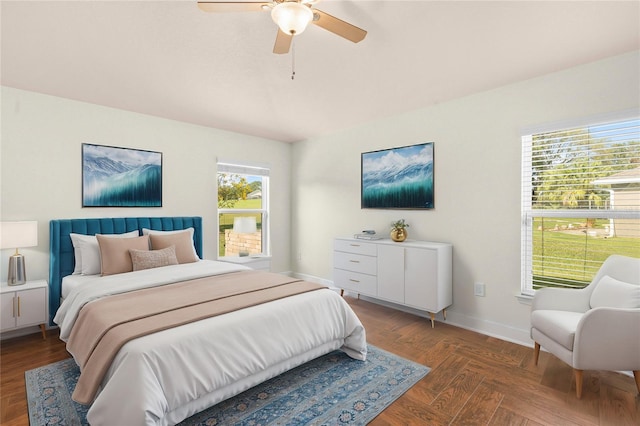 bedroom featuring ceiling fan