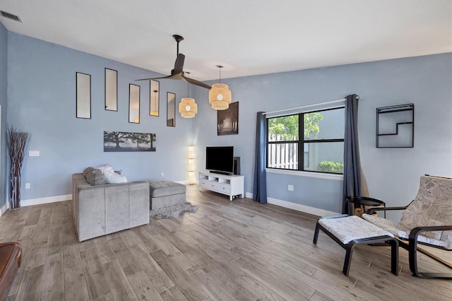 living room featuring light wood-type flooring