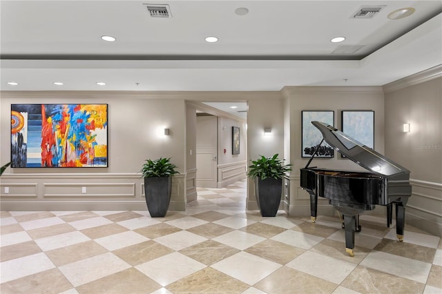 450 Knights Run Ave Unit 407, Tampa, FL 33602 - lobby with a decorative wall, recessed lighting, and ornamental molding