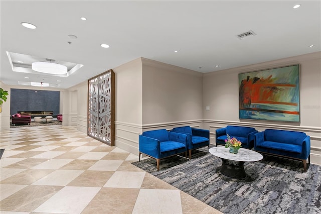 450 Knights Run Ave Unit 407, Tampa, FL 33602 - community lobby featuring recessed lighting, a decorative wall, and a wainscoted wall