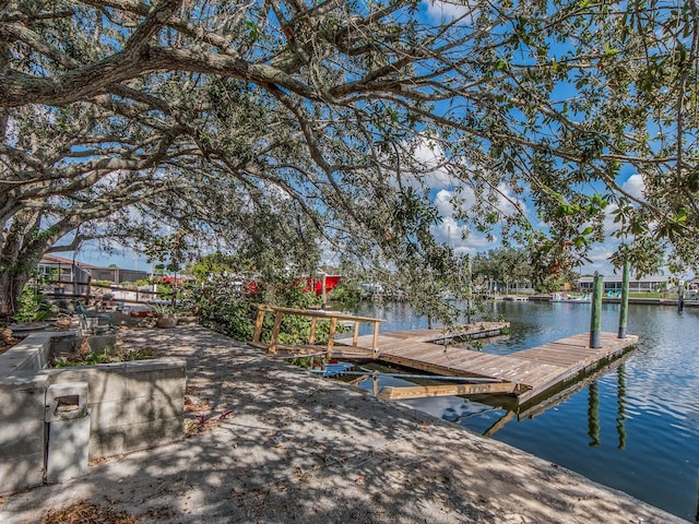 dock area featuring a water view