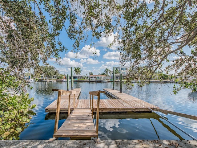 view of dock featuring a water view