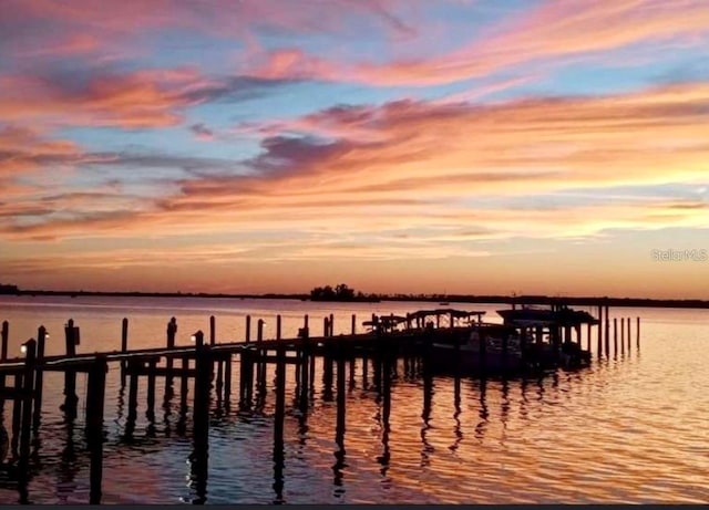 view of dock featuring a water view