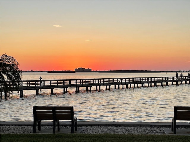 dock area featuring a water view