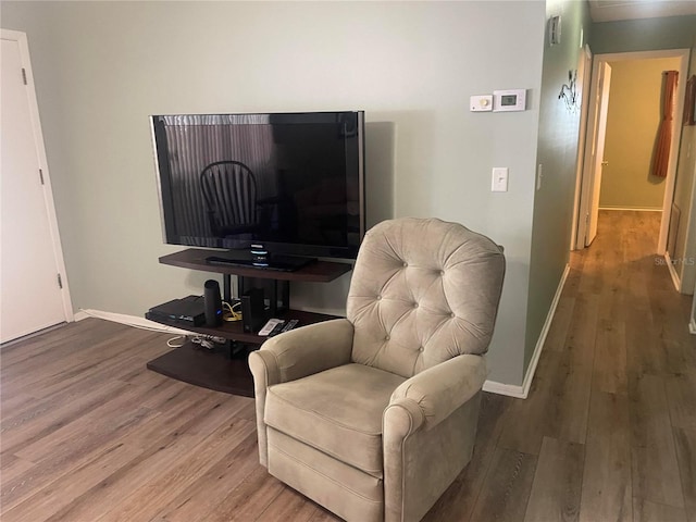 living area featuring hardwood / wood-style floors