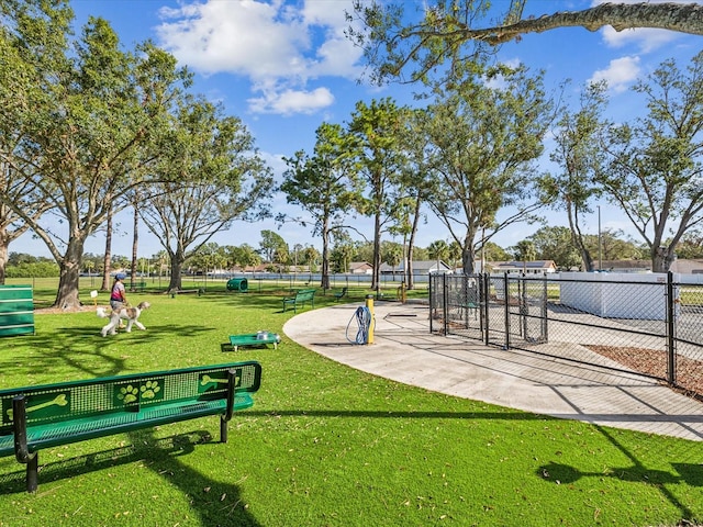 view of home's community with a yard